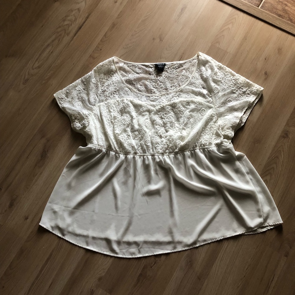 Floral lace georgette babydoll top